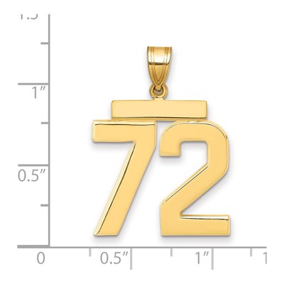 14K Yellow Gold Large Number 72 Pendant – view 2