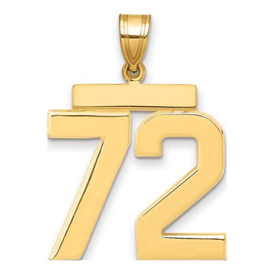 14K Yellow Gold Large Number 72 Pendant