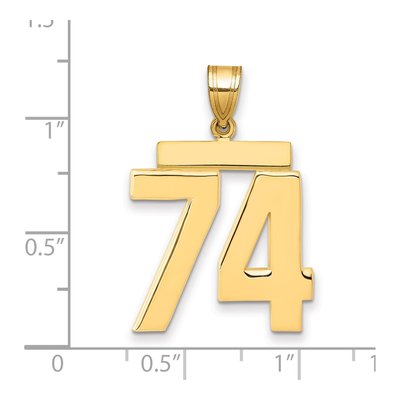 14K Yellow Gold Large Number 74 Pendant – view 2