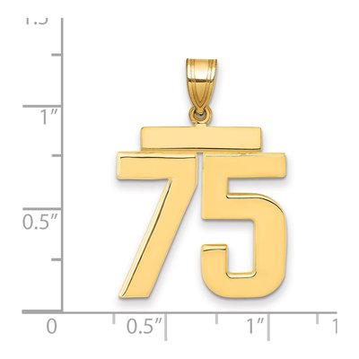 14K Yellow Gold Large Number 75 Pendant – view 2