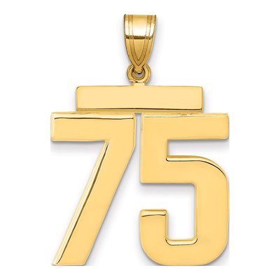 14K Yellow Gold Large Number 75 Pendant
