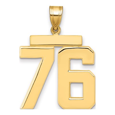 14K Yellow Gold Number 76 Charm