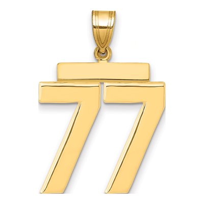14K Yellow Gold Number 77 Charm