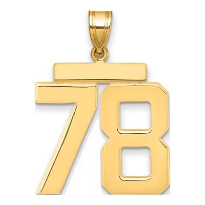 14K Yellow Gold Number 78 Charm