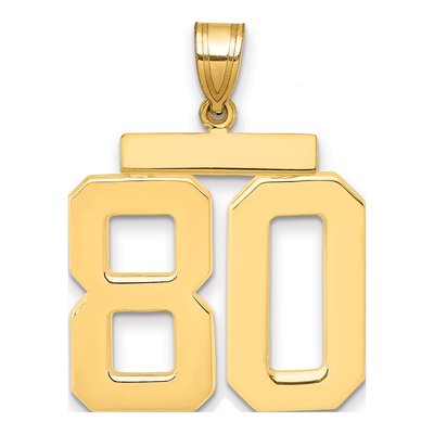 14K Yellow Gold Number 80 Charm