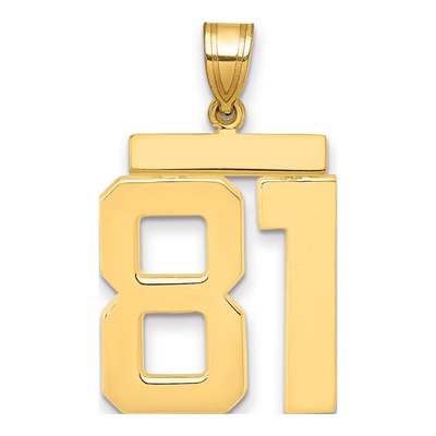 14K Yellow Gold Large Number 81 Pendant