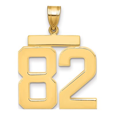 14K Yellow Gold Large Number 82 Pendant