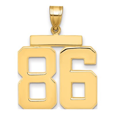 14K Yellow Gold Large Number 86 Pendant