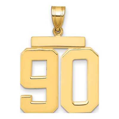 14K Yellow Gold Large Number 90 Pendant