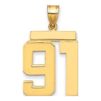 14K Yellow Gold Number 91 Charm
