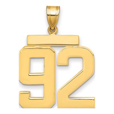 14K Yellow Gold Number 92 Charm