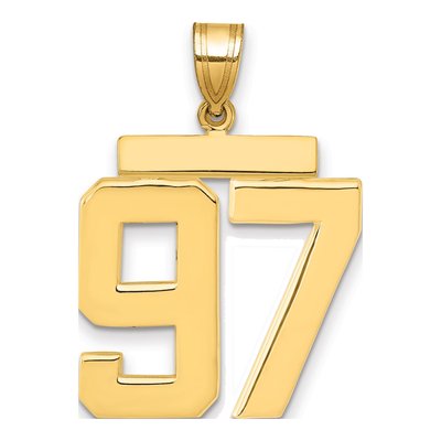 14K Yellow Gold Large Number 97 Pendant