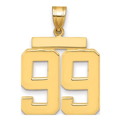 14K Yellow Gold Large Number 99 Pendant