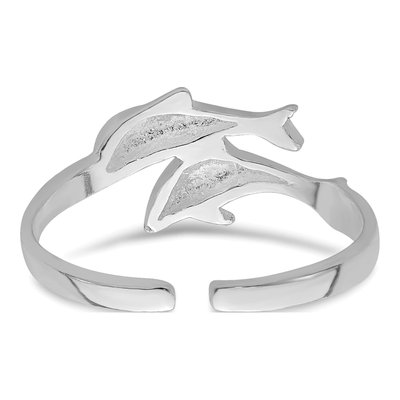 Sterling Silver Double Dolphin Toe Ring – view 6