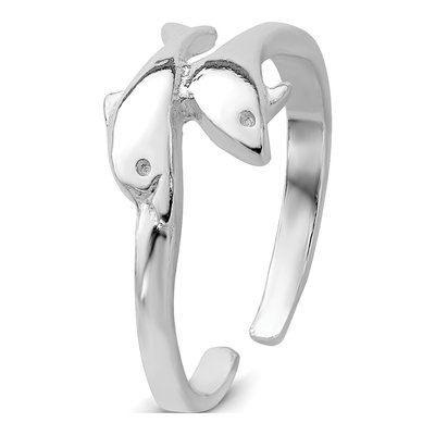 Sterling Silver Double Dolphin Toe Ring – view 7