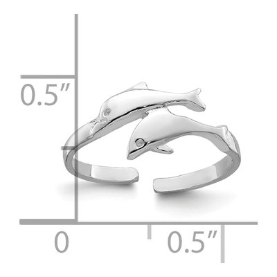 Sterling Silver Double Dolphin Toe Ring – view 8