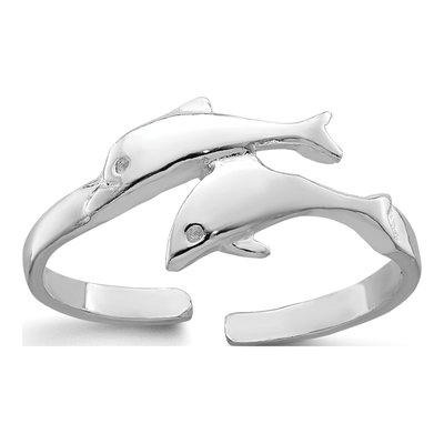 Sterling Silver Double Dolphin Toe Ring