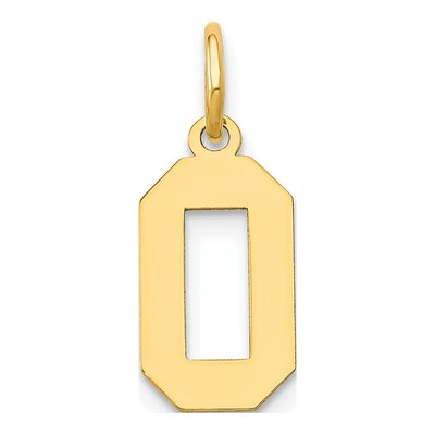 14K Yellow Gold Small Number 0 Pendant