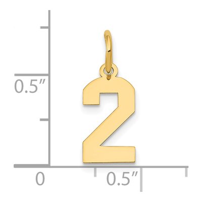 14K Yellow Gold Small Number 2 Pendant – view 5
