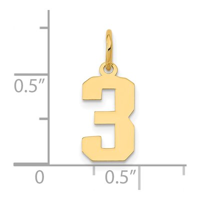 14K Yellow Gold Number 3 Charm – view 5