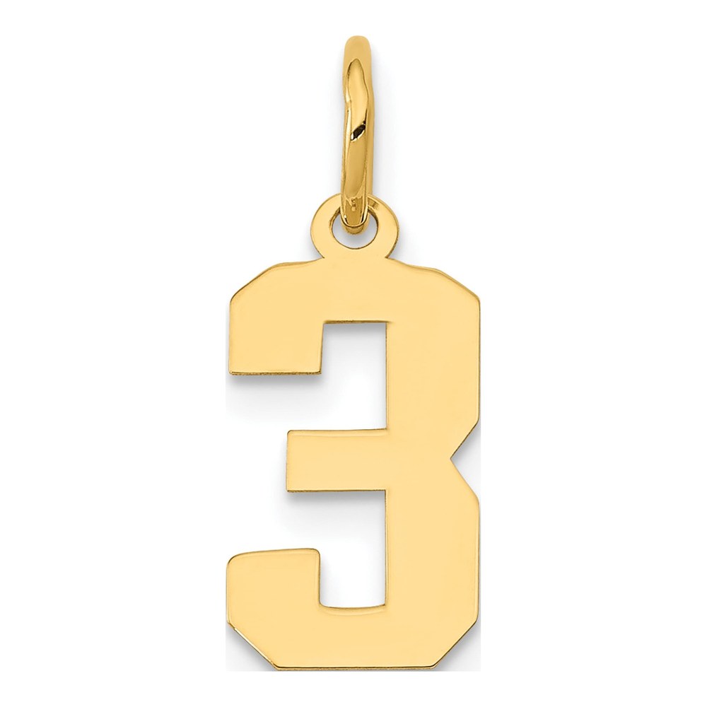 14K Yellow Gold Number 3 Charm