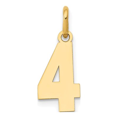 14K Yellow Gold Small Number 4 Charm