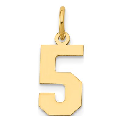 14K Yellow Gold Small Number 5 Pendant