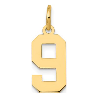 14K Yellow Gold Small Number 9 Pendant