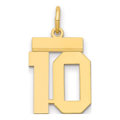 14K Yellow Gold Small Number 10 Charm