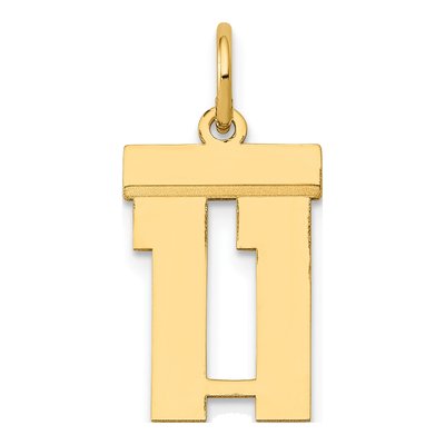 14K Yellow Gold Small Number 11 Pendant