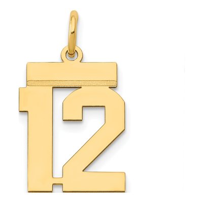 14K Yellow Gold Small Number 12 Pendant