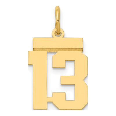 14K Yellow Gold Small Number 13 Pendant