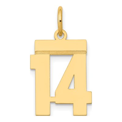 14K Yellow Gold Small Number 14 Pendant