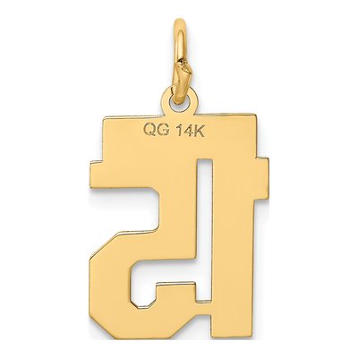 14K Yellow Gold Small Number 15 Charm – view 4
