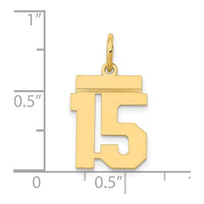 14K Yellow Gold Small Number 15 Charm – view 5