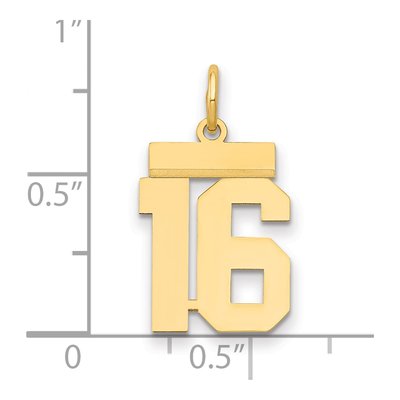 14K Yellow Gold Small Number 16 Charm – view 2