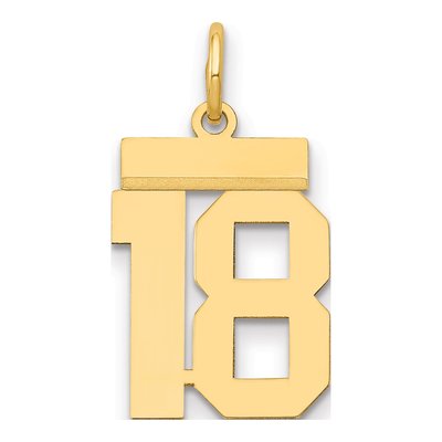 14K Yellow Gold Small Number 18 Pendant
