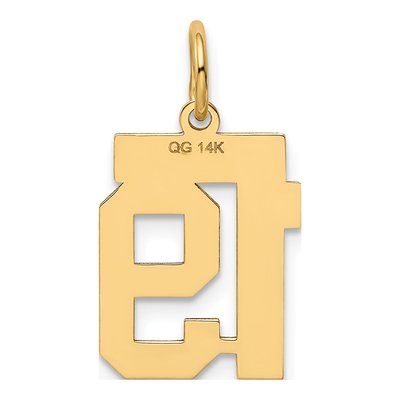 14K Yellow Gold Small Number 19 Pendant – view 4
