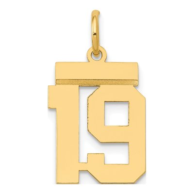 14K Yellow Gold Small Number 19 Pendant