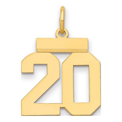 14K Yellow Gold Small Number 20 Pendant