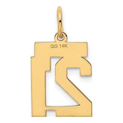 14K Yellow Gold Small Number 21 Charm – view 4