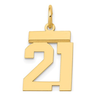 14K Yellow Gold Small Number 21 Charm