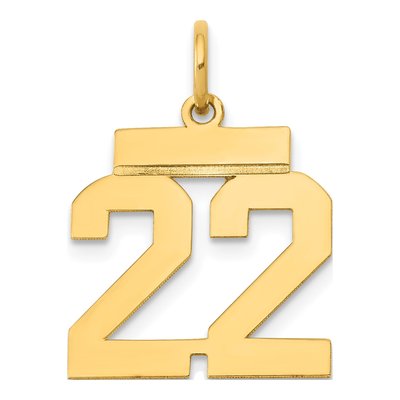 14K Yellow Gold Number 22 Charm