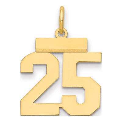 14K Yellow Gold Small Number 25 Pendant