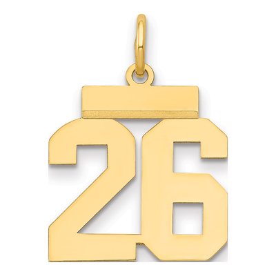 14K Yellow Gold Small Number 26 Pendant