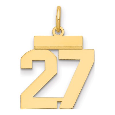 14K Yellow Gold Small Number 27 Pendant