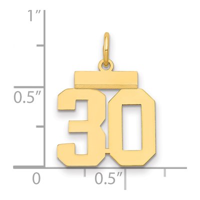 14K Yellow Gold Small Number 30 Charm – view 3
