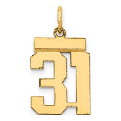14K Yellow Gold Number 31 Charm