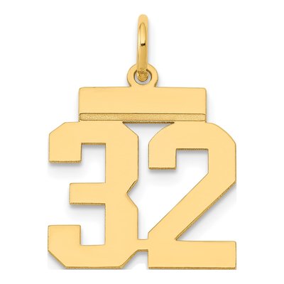 14K Yellow Gold Small Number 32 Pendant
