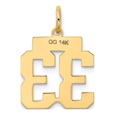 14K Yellow Gold Small Number 33 Charm – view 4